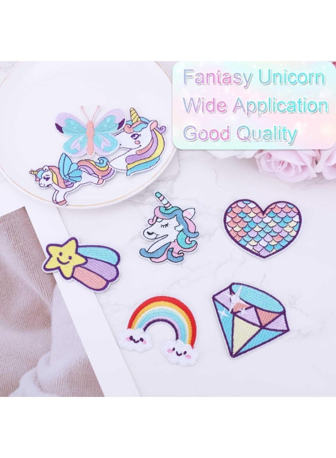 fantasize 8pcs Dreamy Unicorn Iron-On Patches for Girls – Embroidered Heart, Butterfly, Diamond Patches for DIY Clothing, Backpack, Hat, Jeans, Dresses - Image 3